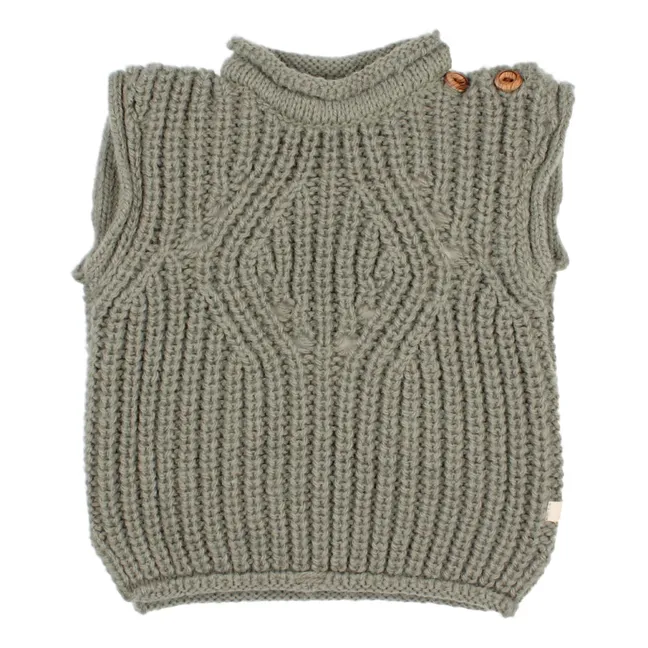 Maglione senza maniche Baby in lana e alpaca | Eucalipto