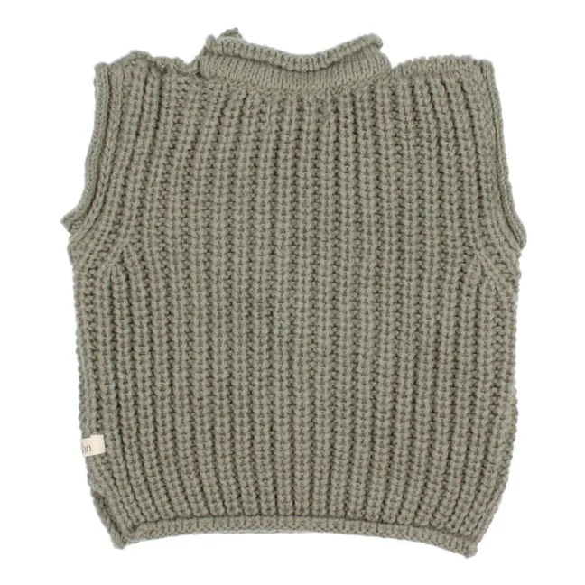 Maglione senza maniche Baby in lana e alpaca | Eucalipto