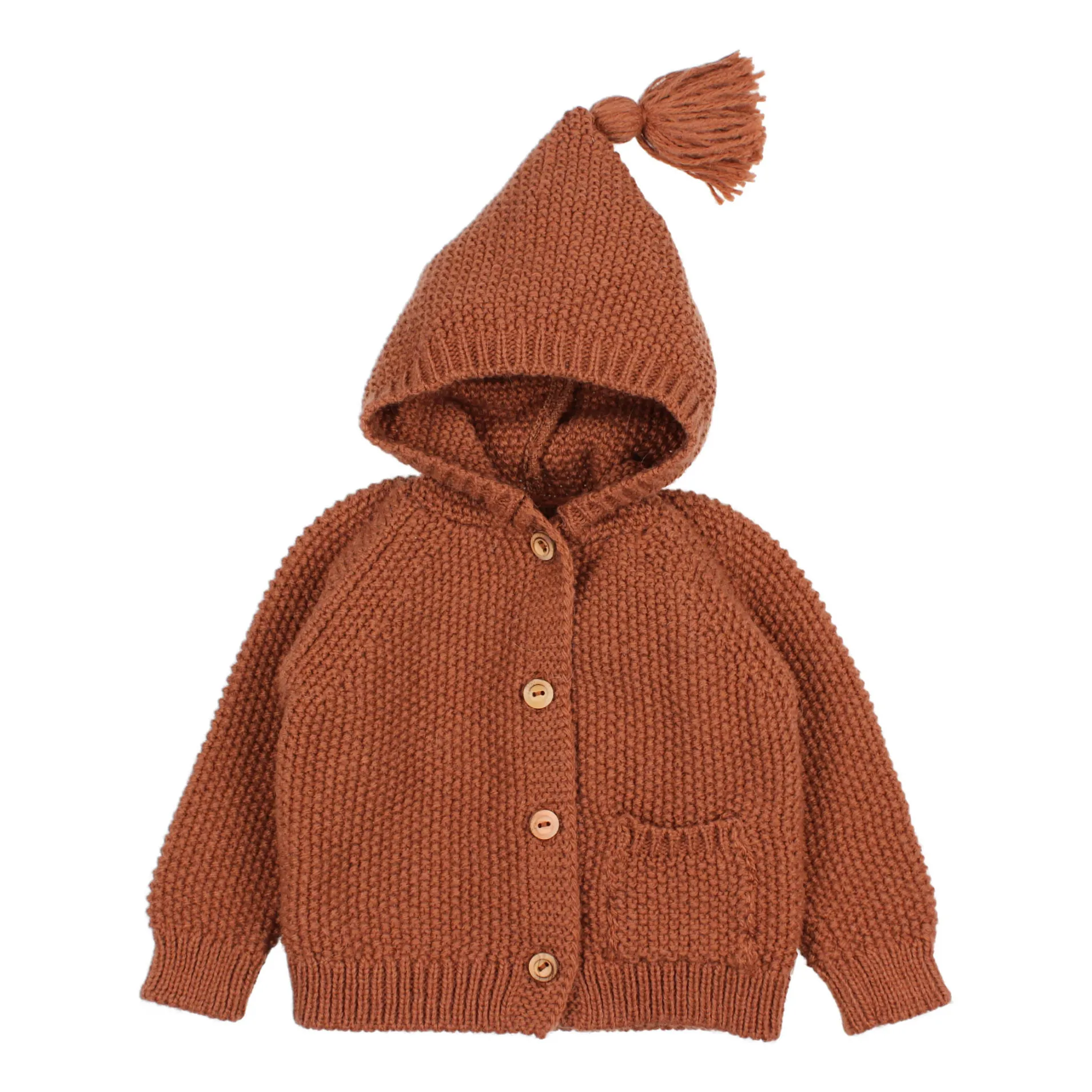 Búho - Gilet à Capuche - Laine Alpaga - Caramel - 18 mois