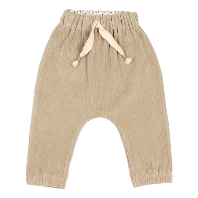 Pantaloni in Velluto a Coste di Cotone Organico | Beige
