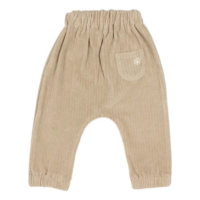 Pantaloni in Velluto a Coste di Cotone Organico | Beige