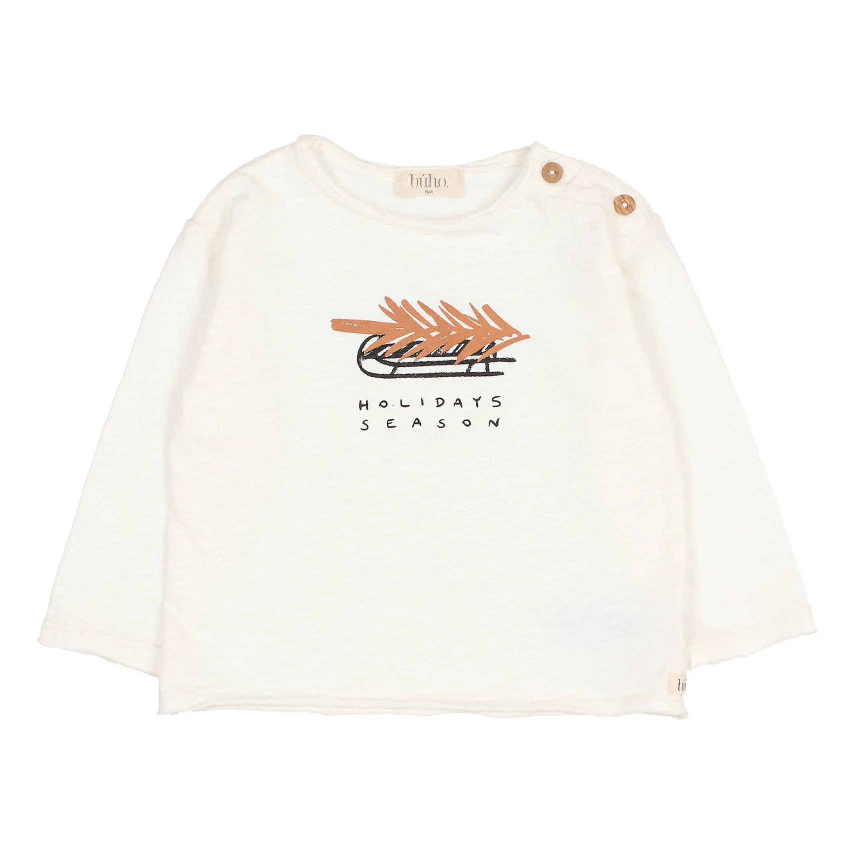 Búho - T-shirt bébé manches longues - Coton Biologique - Ecru - 3 mois
