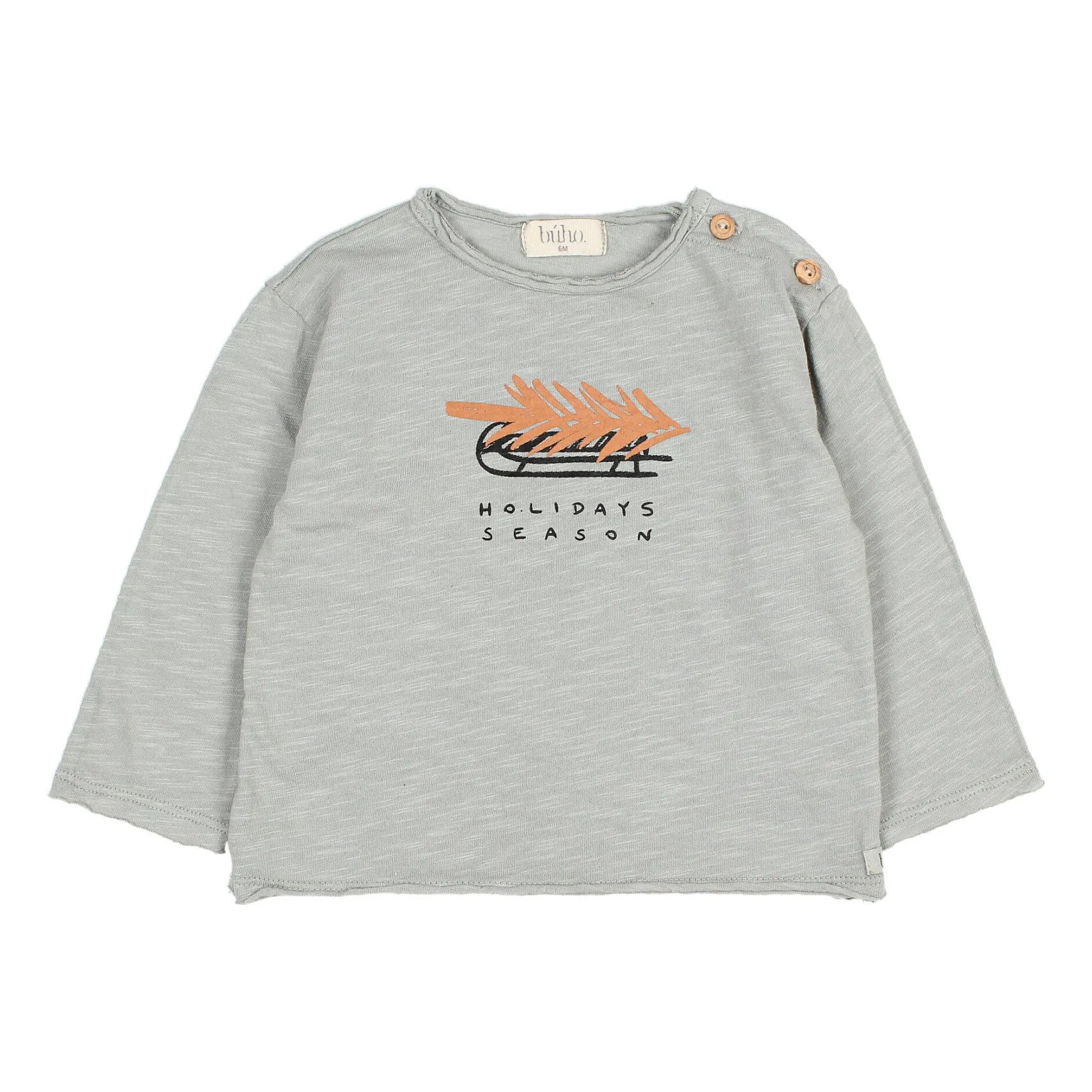Búho Grey Blue Holidays Organic Cotton Slub T-Shirt
