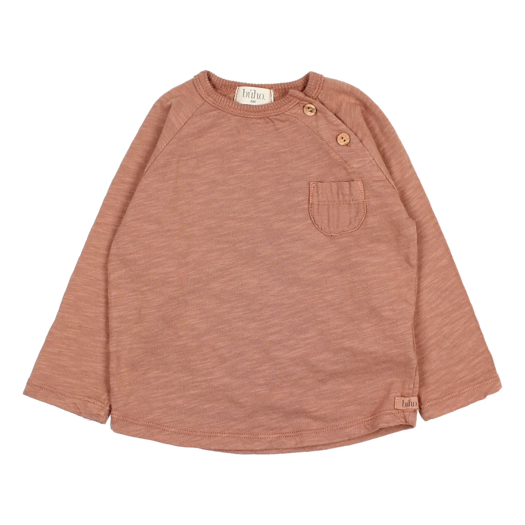 Búho Caramel Organic Cotton Slub Baby's T-Shirt With Pockets