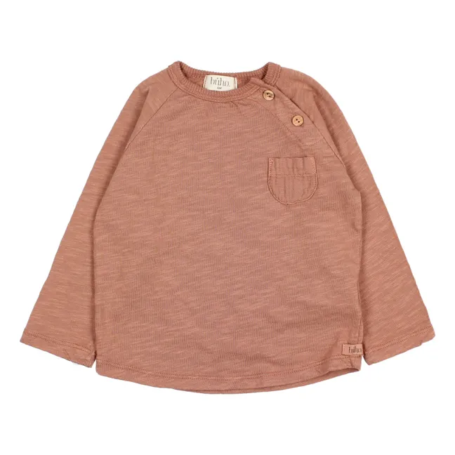 T-Shirt Coton Bio Flammé Poche Bébé | Caramel
