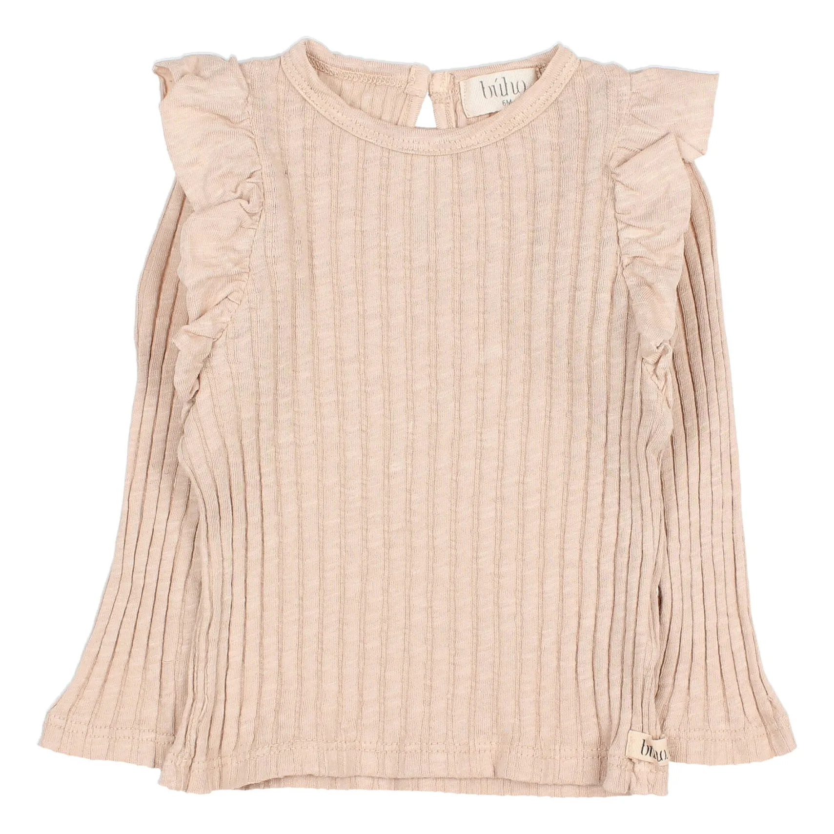 Búho Powder Pink Ruffled Ribbed T-Shirt