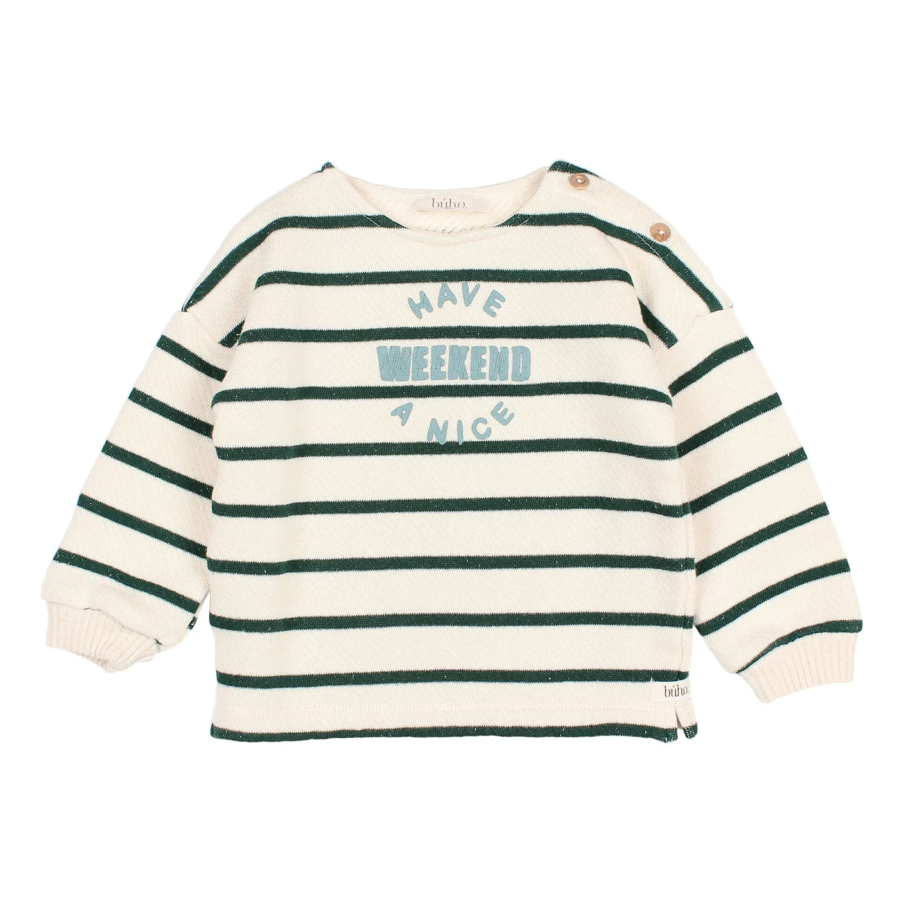 Búho Ecru Organic Cotton Striped Sweatshirt