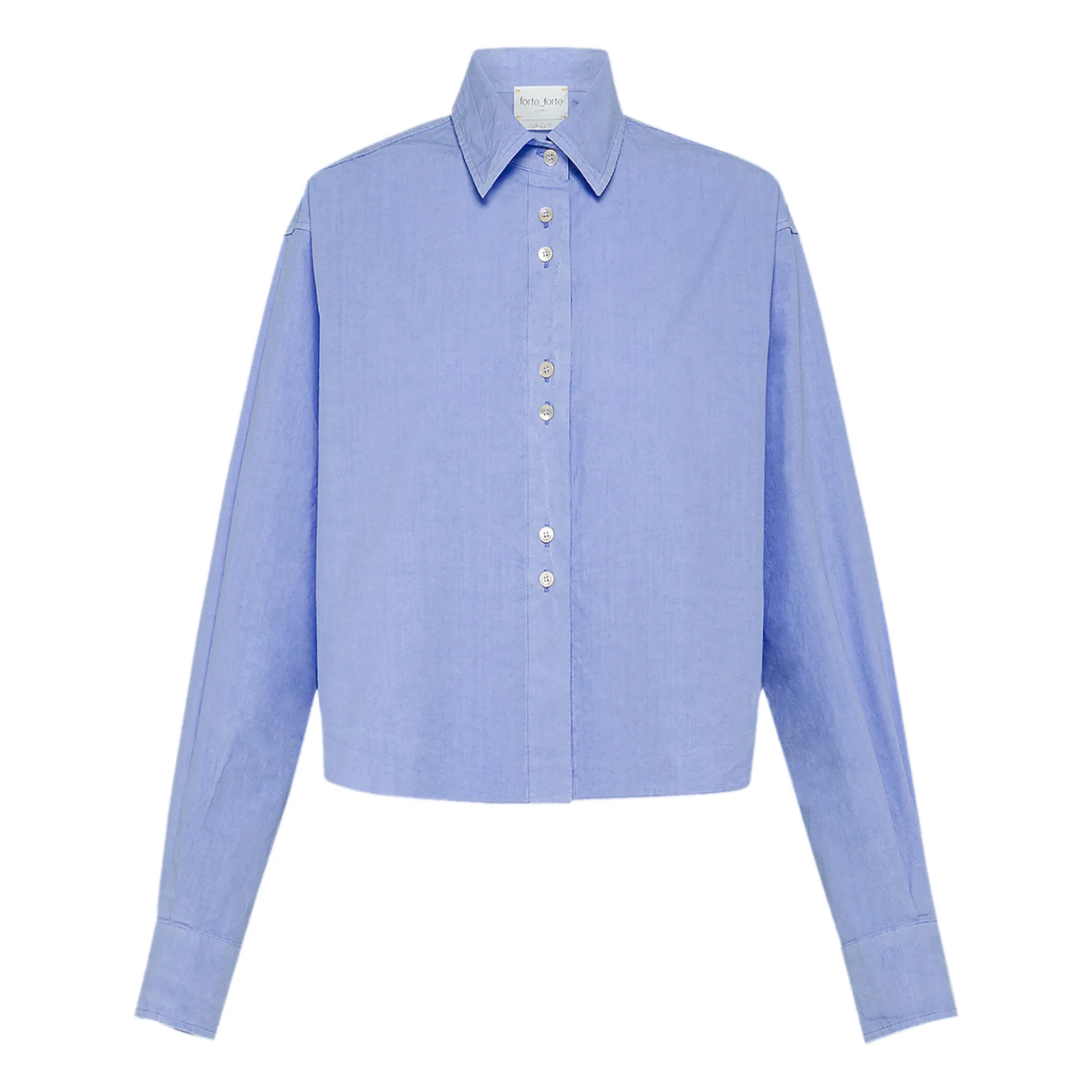 Forte Forte Ice Blue Cotton Poplin Crop Shirt