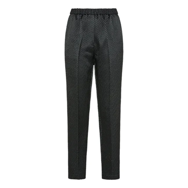 Pantalón de lana virgen con costuras elásticas | Negro