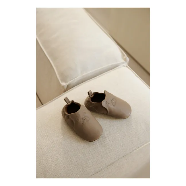 Chaussons Cuir Ours Eliot | Beige