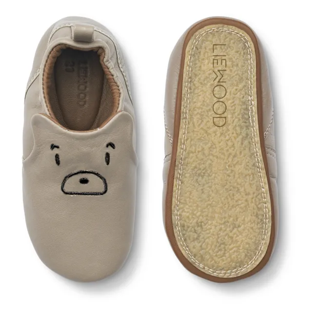 Chaussons Cuir Ours Eliot | Beige