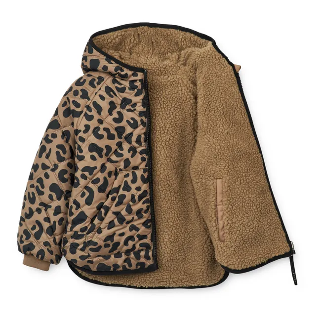 Reversible Jacke aus recyceltem Material Leopard Jackson | Braun