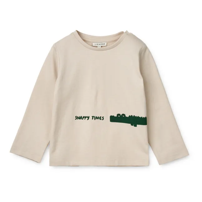 Camiseta manga corta de algodón ecológico Cocodrilos Apia | Crudo