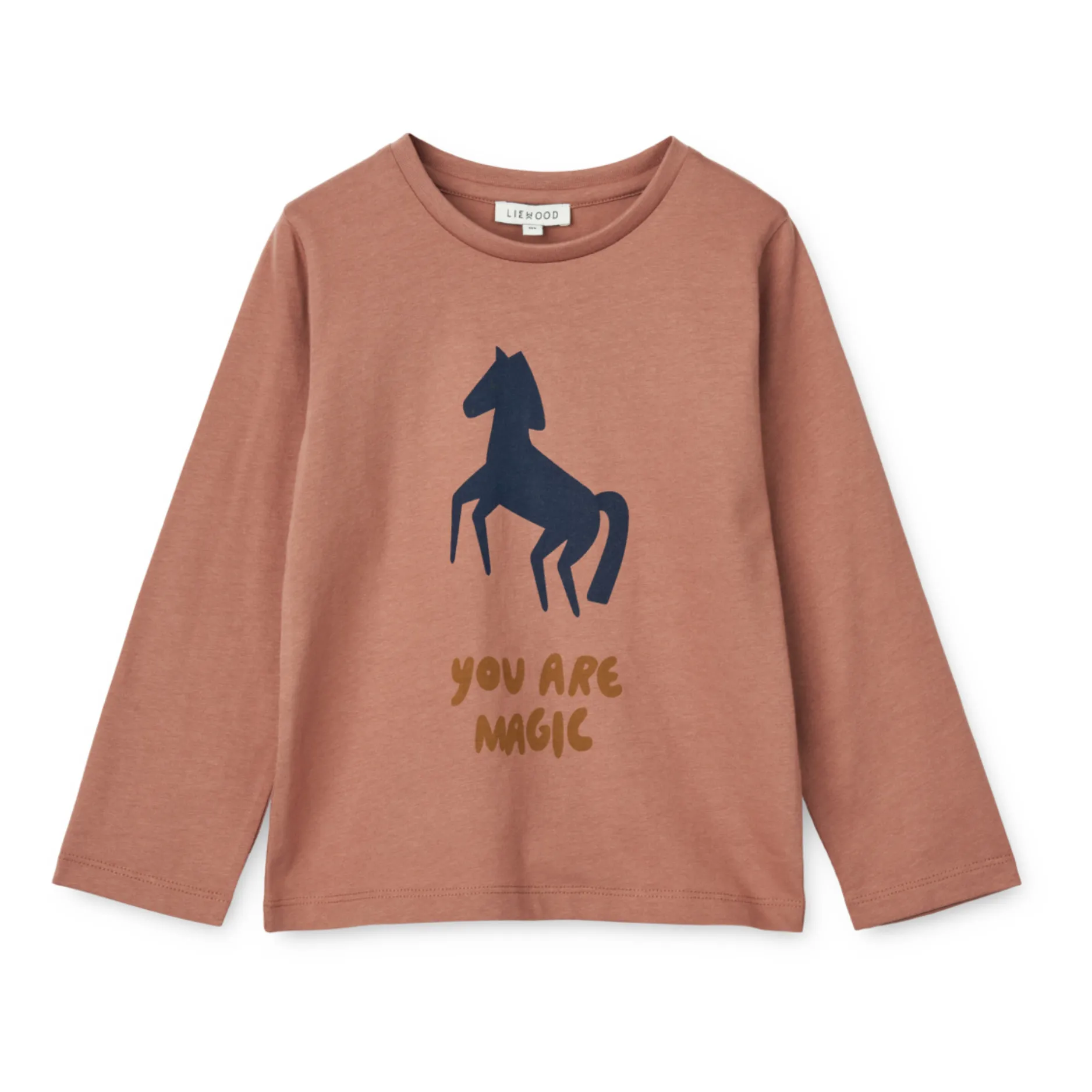 Liewood Dusty Pink T-Shirt Long Sleeve Organic Cotton Horse Apia