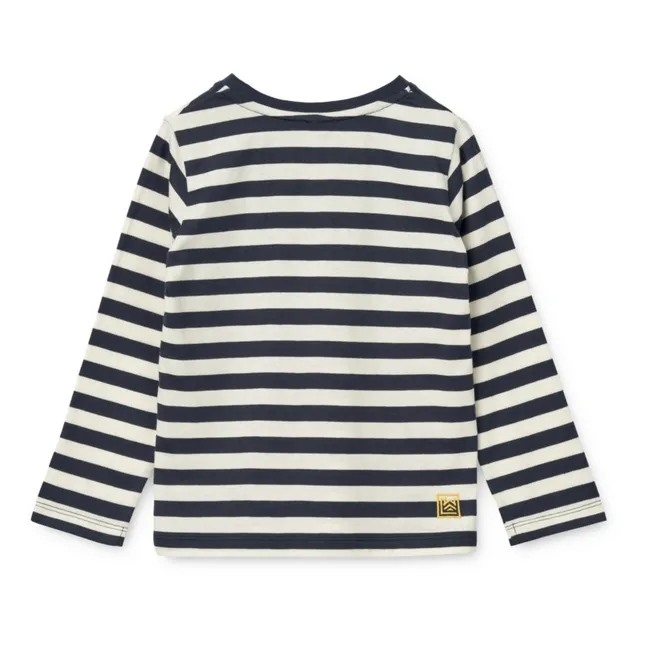 Apia Striped Organic Cotton Long Sleeve T-Shirt | Navy blue