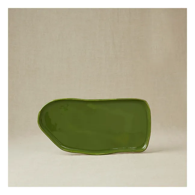 Glazed Stoneware Display Dish | Khaki