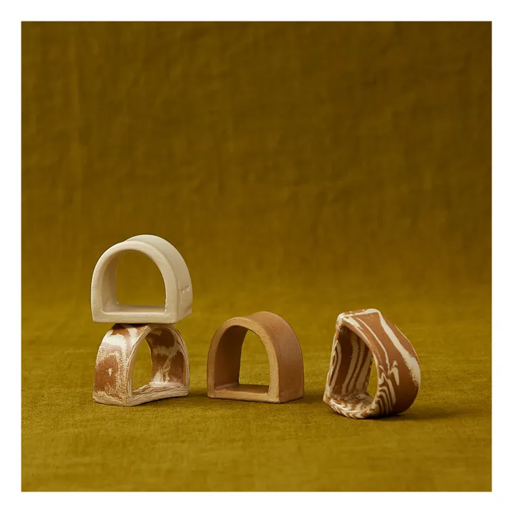 Ronds de serviette - Set de 4 | Marbré brun- Image produit n°1