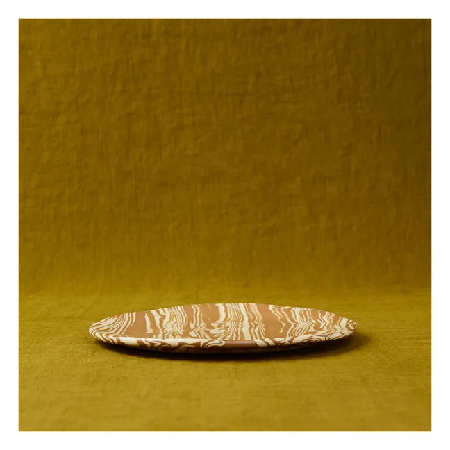 Mixed Clay Plates - Set of 2 | Brown Marble