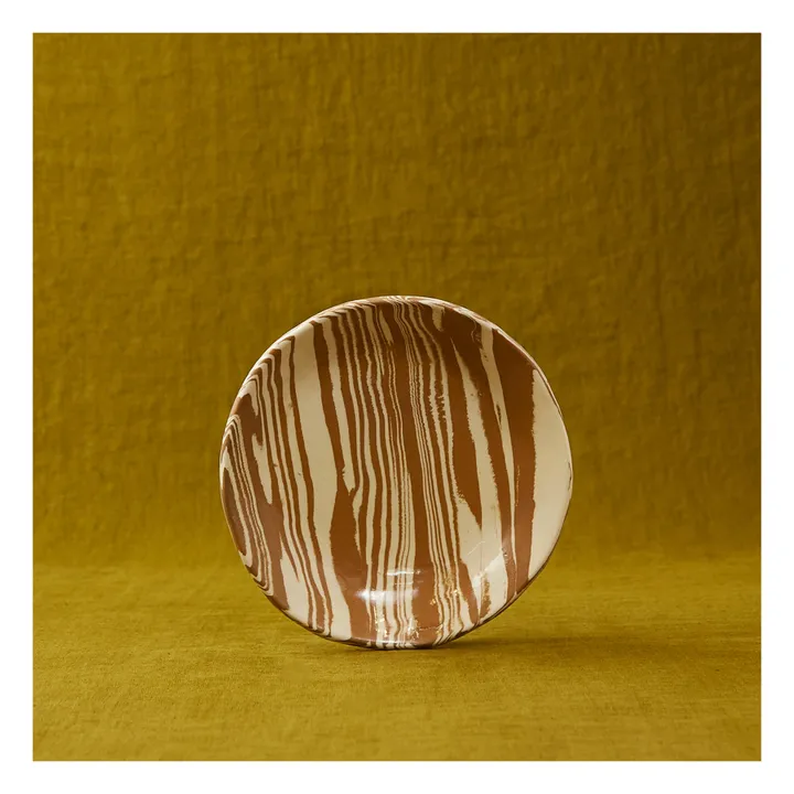 Assiette creuse en terre mélée | Marbré brun- Image produit n°0