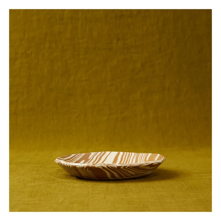 Assiette creuse en terre mélée | Marbré brun- Image produit n°1