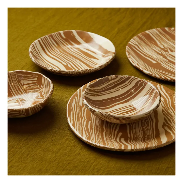 Assiette creuse en terre mélée | Marbré brun- Image produit n°2