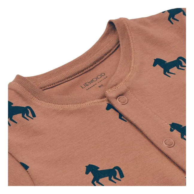 Pyjamas Organic Cotton Horses Birk | Dusty Pink