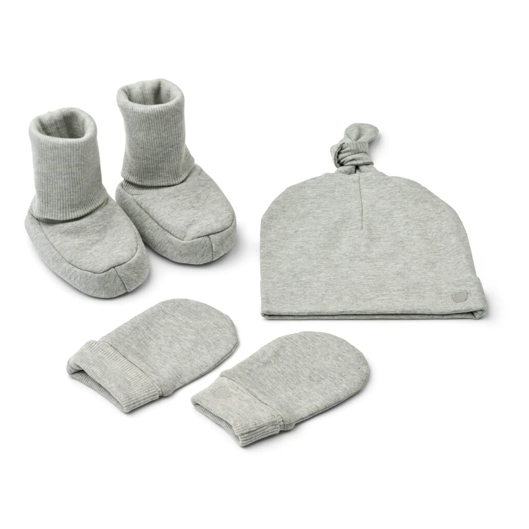 Liewood Grey Amora Organic Cotton Slippers + Hat + Mittens