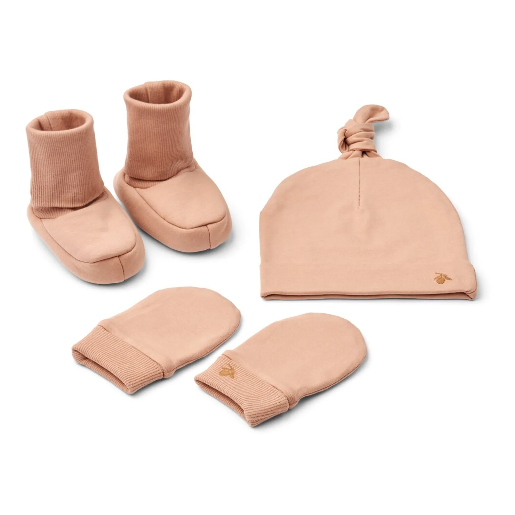 Liewood Pink Amora Organic Cotton Slippers + Hat + Mittens