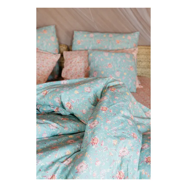 Housse de couette Noemie en coton bio | Bleu turquoise