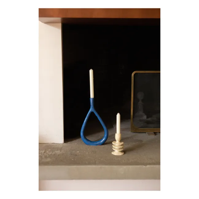 Kerzenhalter aus Steingut | Blau