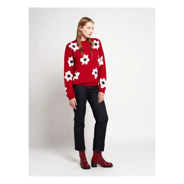 Pull Fleurs - Collection Femme  | Rouge