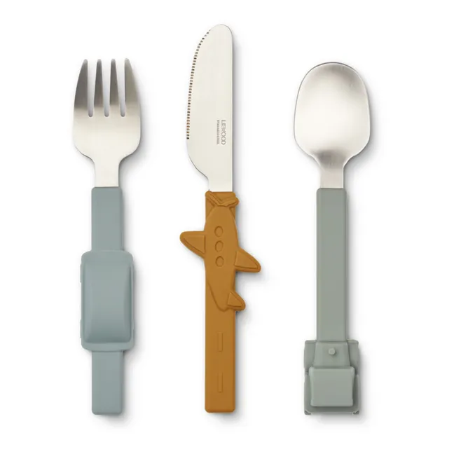 Tove Stainless Steel Cutlery - Set of 3 | Blue fog mix