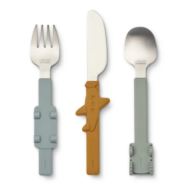 Tove Stainless Steel Cutlery - Set of 3 | Blue fog mix