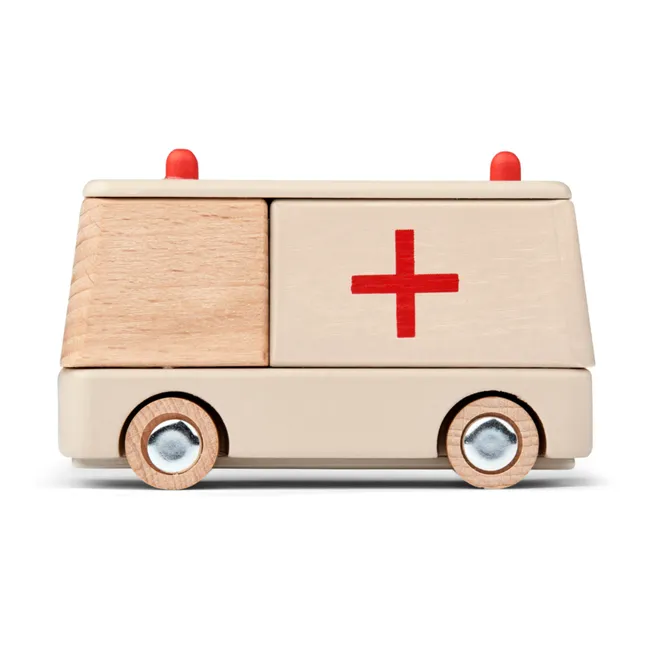 Wooden Toy Ambulance | Aurora red/Sandy