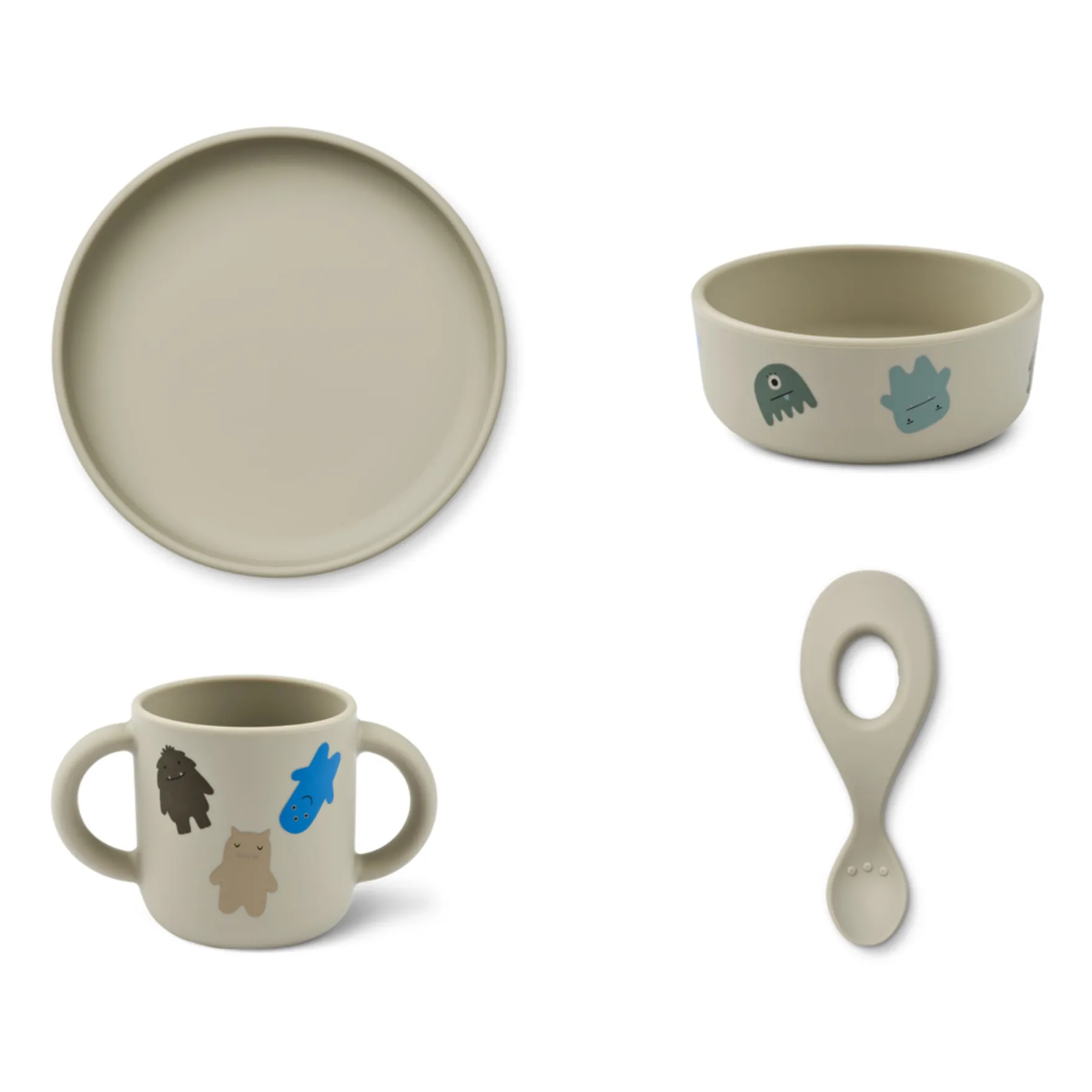Liewood Monster/Mist Vivi Silicone Tableware 4-Piece Set