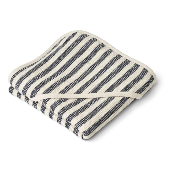 Mantello da bagno Caro in cotone organico | Stripe Classic navy/Sandy- Immagine del prodotto n°1