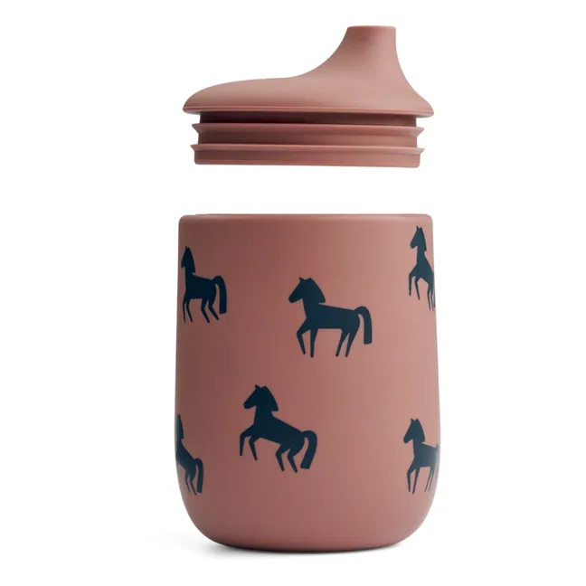 Vaso con pajita de silicona Ellis | Horses/Dark rosetta