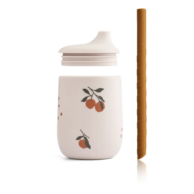 Ellis Silicone Cup with Straw | Peach/Sandy