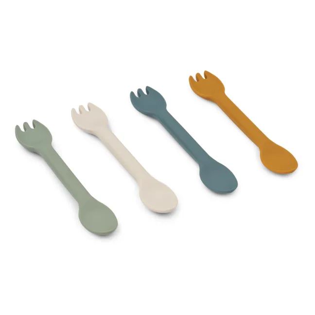 Jan 2-in-1 Silicone Cutlery - Set of 4 | Faune green multi mix