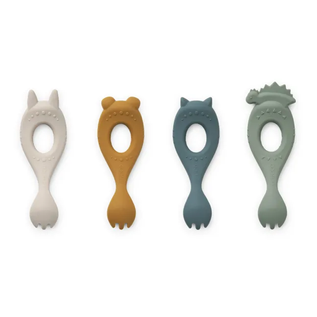 Liva silicone forks - Set of 4 | Faune green multi mix