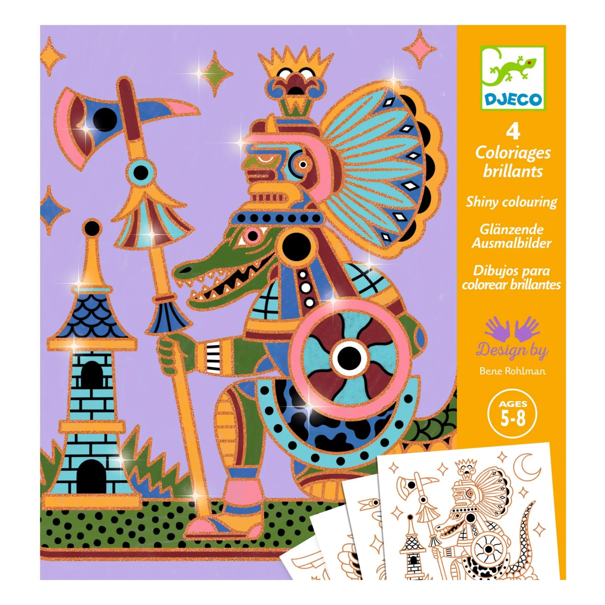 Djeco Multicoloured Animal Warriors Colouring Pages