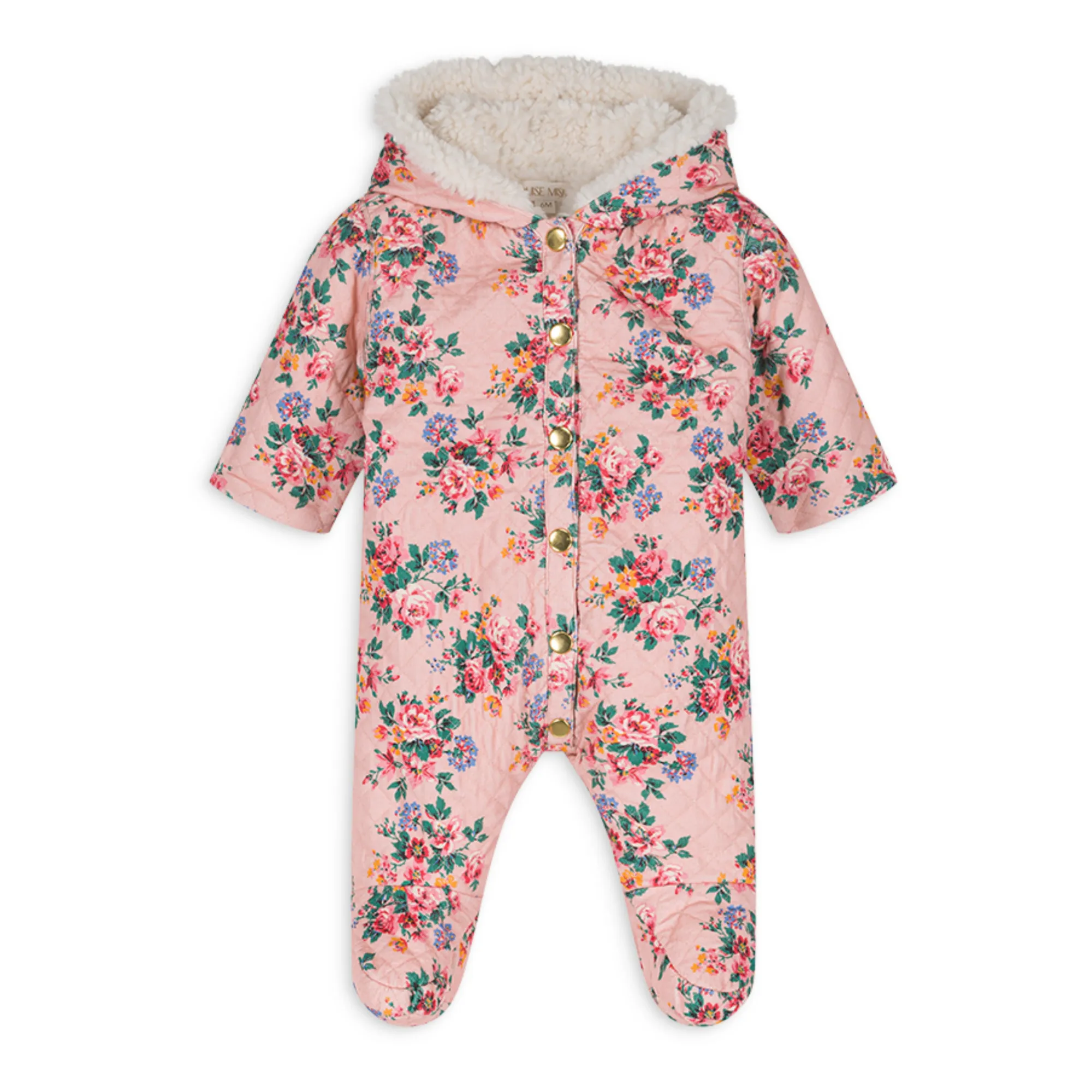 Louise Misha Pink Kirina Sherpa-Lined Corduroy Baby Snowsuit