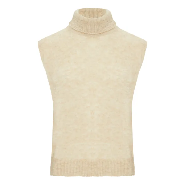 Jersey sin mangas de lana virgen y mohair | Crudo