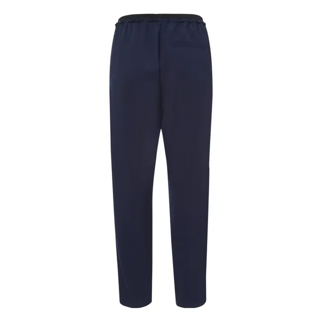 Pantaloni elasticizzati in lana | Blu marino