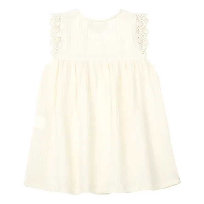 Organic Cotton Gauze Lace Dress | Ecru