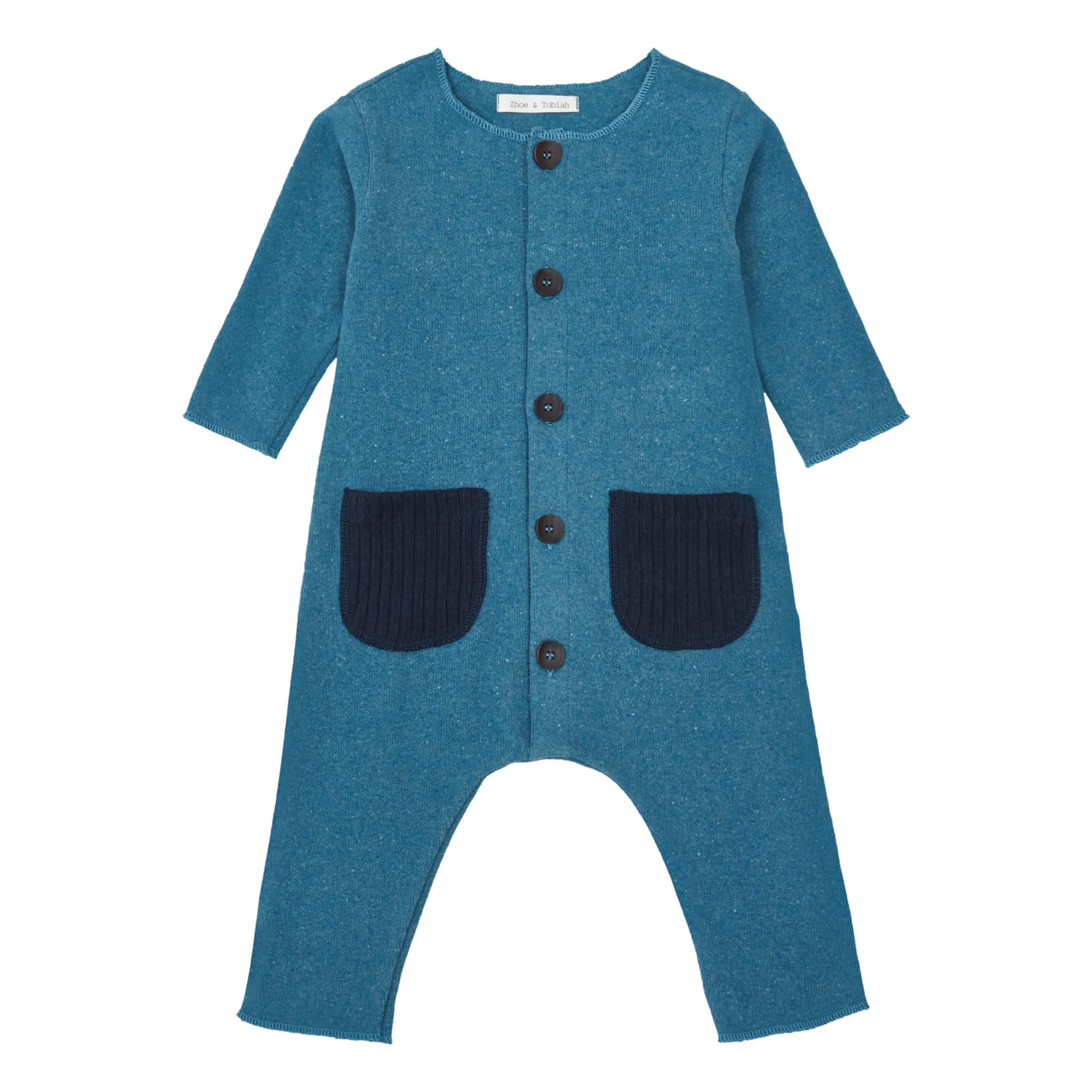 Zhoe & Tobiah Blue Knitted Jumpsuit With Pockets