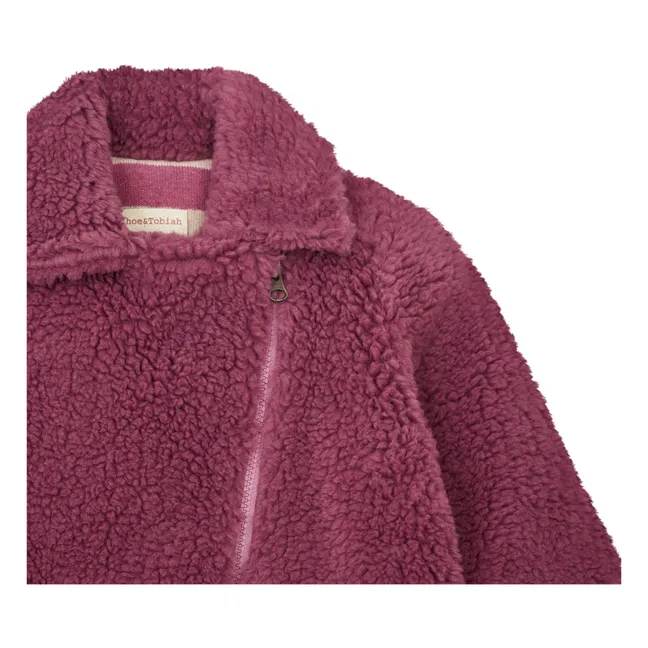 Abrigo de piel sintética con cremallera | Rojo Frambuesa