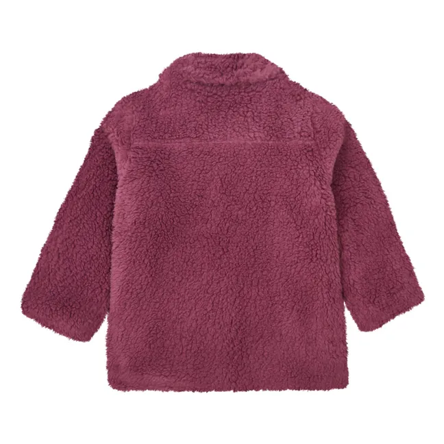 Faux Fur Zip-Up Coat | Raspberry red