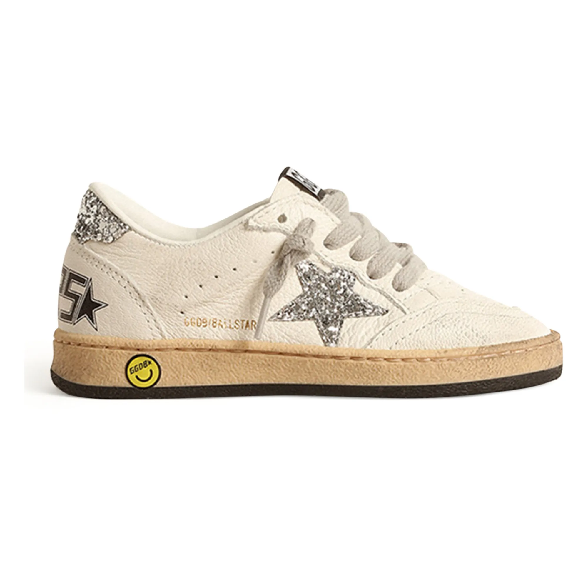 Golden Goose Silver Ballstar Glitter Lace-Up Sneakers