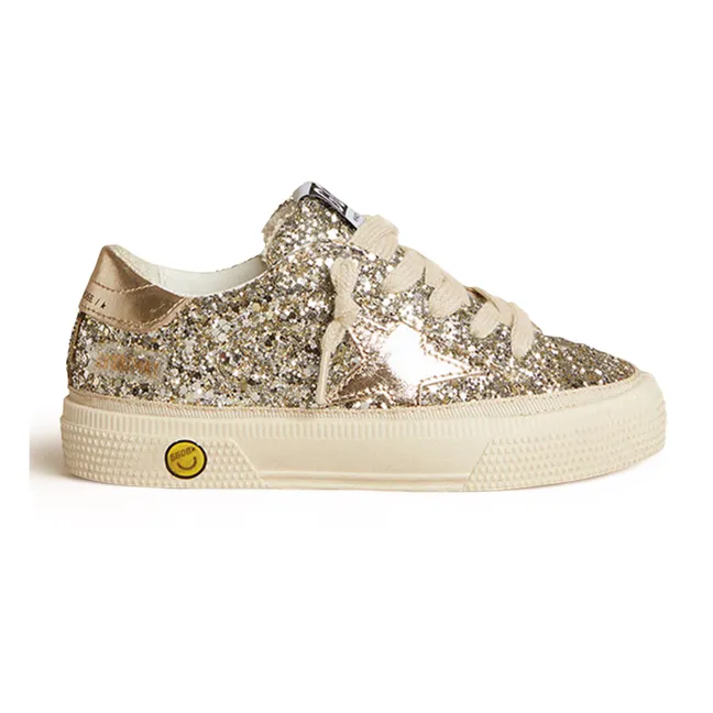 May Glitter Lace-Up Sneakers | White